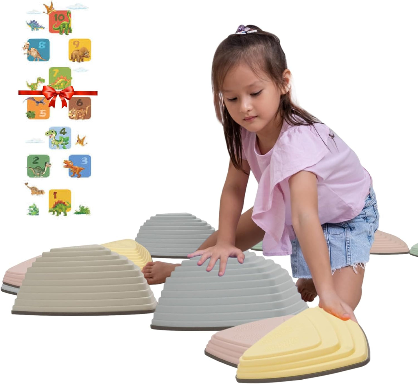 Stepping Stones for Kids Obstacle Course Fit For Indoor Outdoor Non-Slip (12 Pcs)